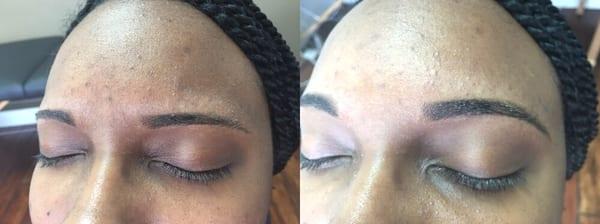 Before and after eyebrows tinting.