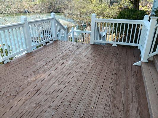 Deck refurbish- deck stain & railing painted