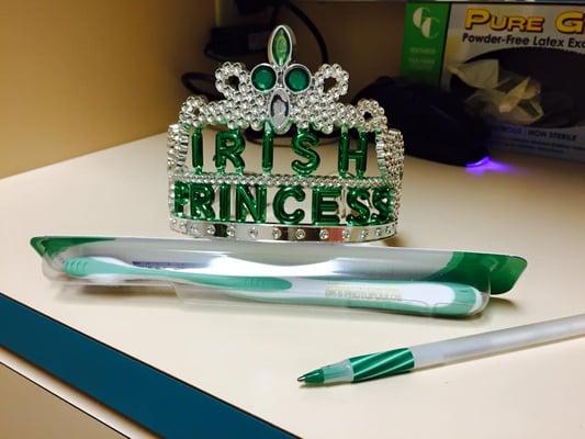 This St. Patty's day we are giving out green toothbrushes!