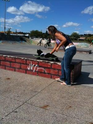 Back in the day at the skate park in Davenport, IA with my baby, Gismo.