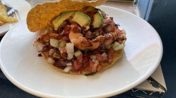 Delicious shrimp tostada