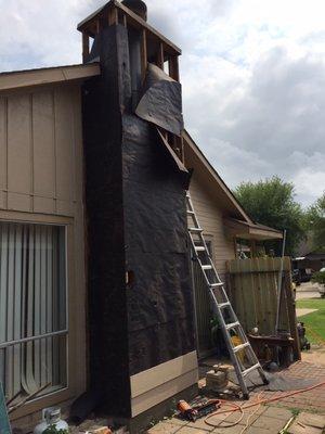 Middle of replacing siding on chimney