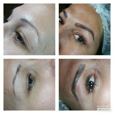 Before and after microblading.