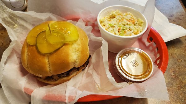 Pork sandwich with slaw