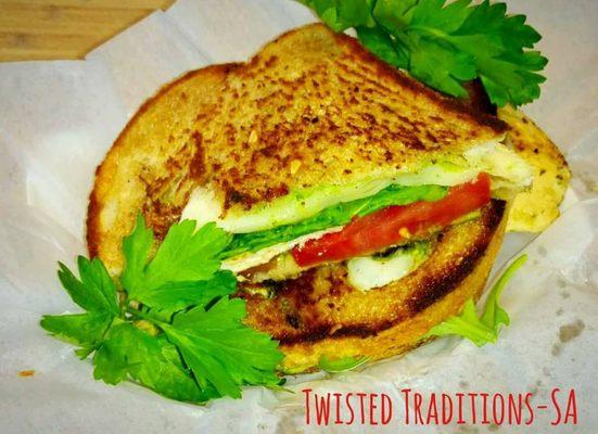 Caprese Grilled Cheese Chicken Sandwich w/ Arugula