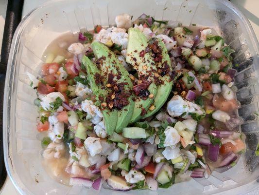 Shrimp ceviche tostada