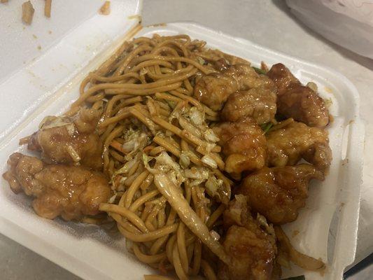 31. Vegetable Lo Mein and S12. Sesame Chicken