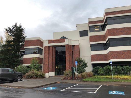 Office on far left side, use left staircase (If you need an elevator you need to go through the main center doors)