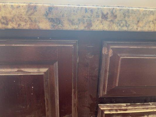 Damaged countertops from installation verified by client before and after  pictures taken