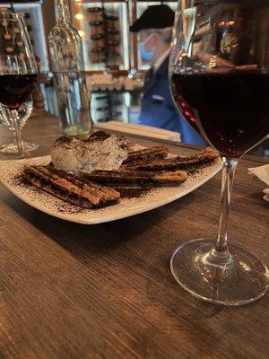 Barolo wine with Nutella dessert