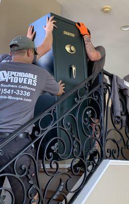 Moving a heavy safe downstairs