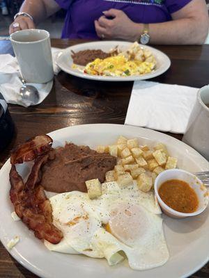 Two Eggs Rancheros Plate , Migas plate sooo good