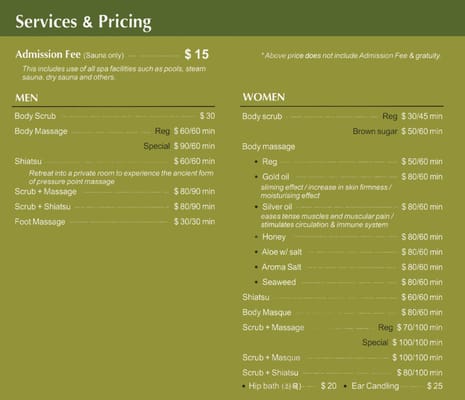 Riverside Sauna Price List (November 08, 2012)