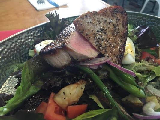 Ahi on top of salad