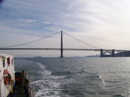 Looking east at The Golden Gate Bridge.