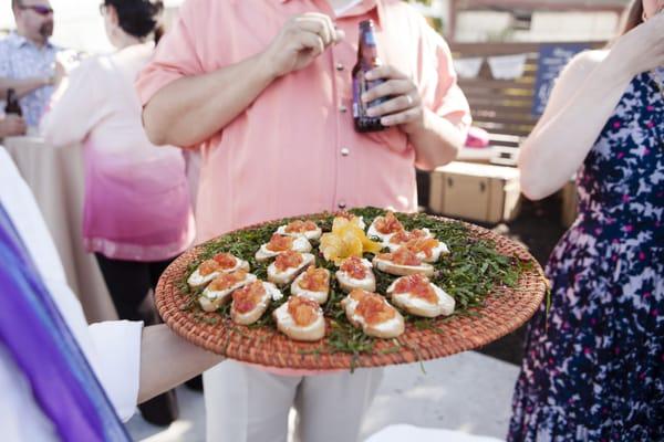 Beautiful and delicious crostini at our wedding reception! (Photo by Kenneth Wilks Photography)