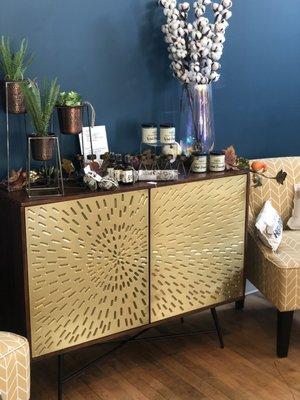 Gorgeous gold accent cabinet