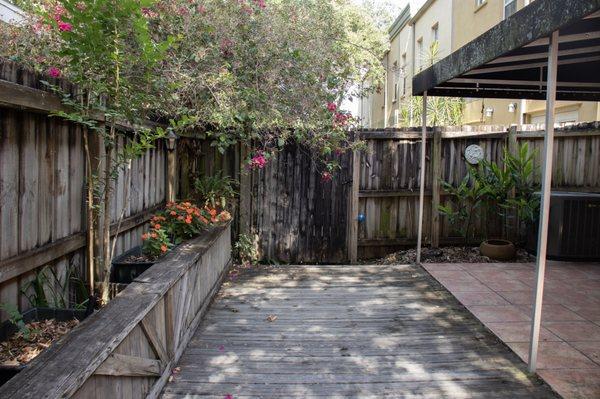 Before Picture Wooden Deck and Patio