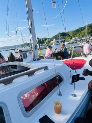 Boat bar with rum punch cocktail