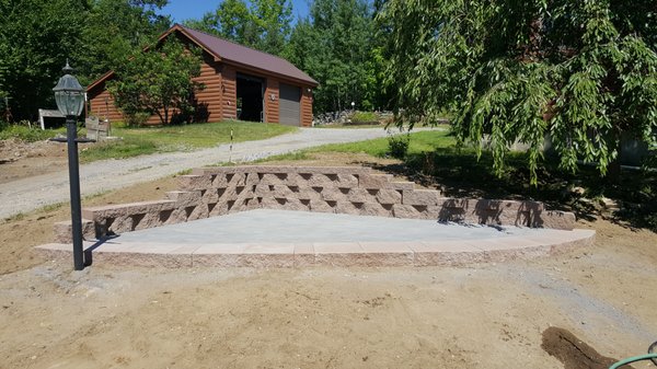 Custom Patio with retaining wall