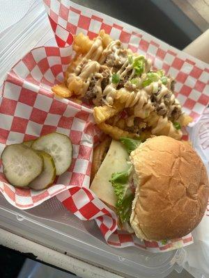 Kalua Burger and fries