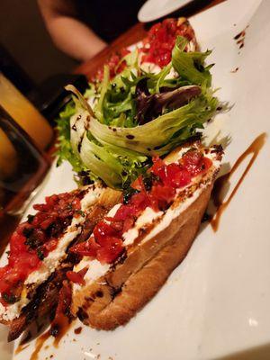 Bruschetta, with goat cheese, tomatoes, and balsamic vinergerette