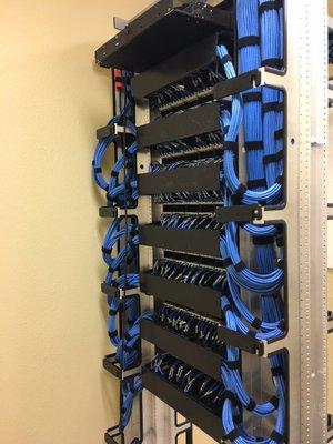 Intermediate Distribution Rack using Panduit Patch Panels and Cat6 cables