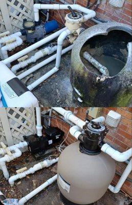 Hayward variable speed pool pump and sand filter installation.