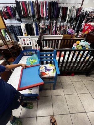 Cute high chair, baby items