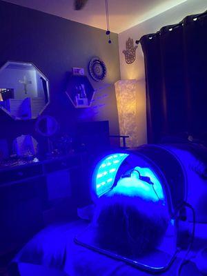 Light Emitting Diode (LED) therapy. Blue is excellent for acne treatment