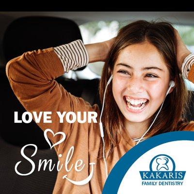 Love your smile - call 855-525-2747 today, or visit www.kakarisdentistry.com 24/7.