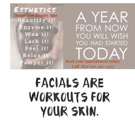 Facials are workout for your skin. Contact us and we will help you get the best treatment you need. It's all about you!