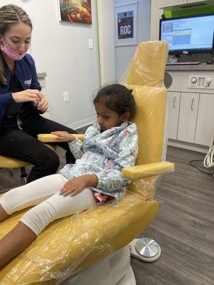 She finished her exam and waiting for Dr. Barbagallo, getting her nails done!!!