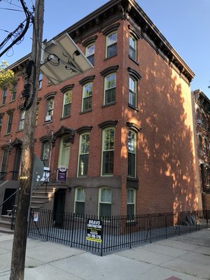 Full Browsntone and Brick facade restoration done by BRAVO at 295 Pavonia Ave, Jersey City, NJ