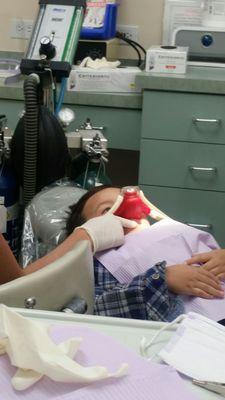 Relaxing on some nitrous no iv sedation.