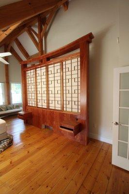 mahogany Head Board wall with floating night tables     for King size bed