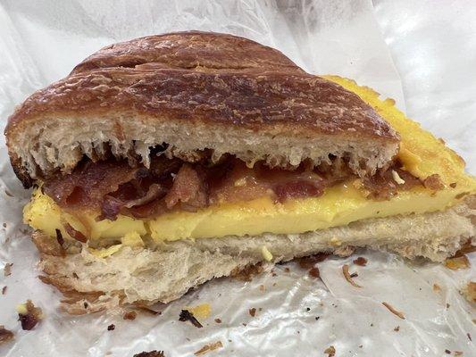 Bacon, egg, & cheese croissant sandwich