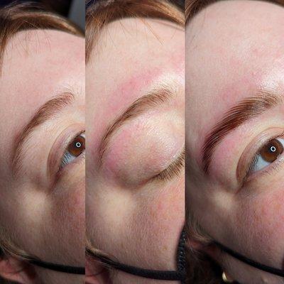 brow sculpt, lamination and tint