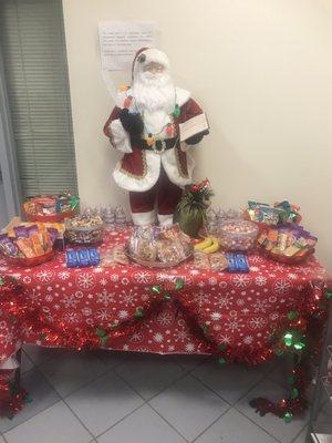 This was the holiday table the postal employees provided to their customers