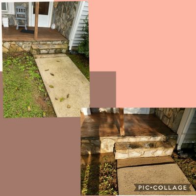 Wood, rock, concrete cleaning  progress