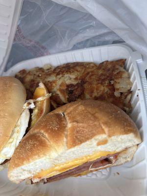 Taylor ham, egg & cheese w/ home fries