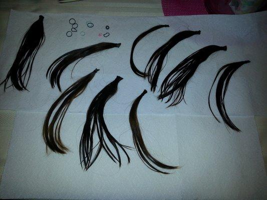 bunches of hair, they will be donated