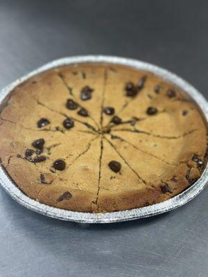 Freshly baked 8" chocolate chip cookie