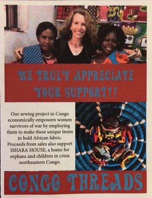 My big passion CONGO THREADS : supporting disabled seamstresses and orphans in Congo.