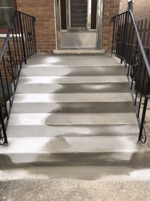 This is after refurbishment of front steps of residence , our product dries very fast you can see on the left side it started drying