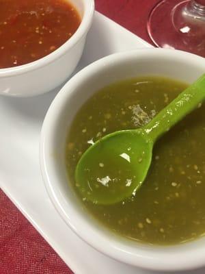 Red and Green salsas