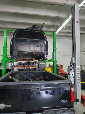 Ford F350 Cab Lift for new motor swap.