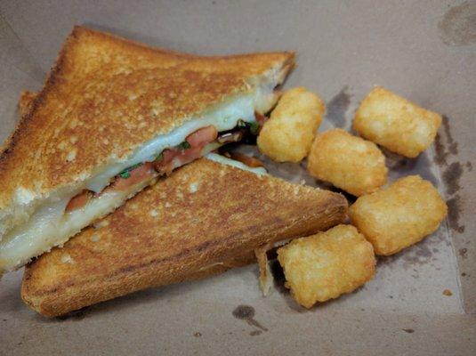 Per Favore Grilled Cheese and 5 tater tots.