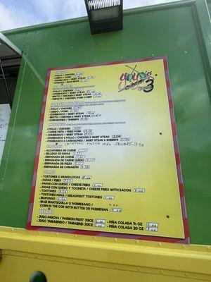 Menu on truck