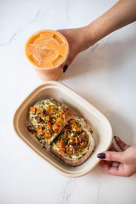 Sunny D Smoothie + Sweet Potato Toast